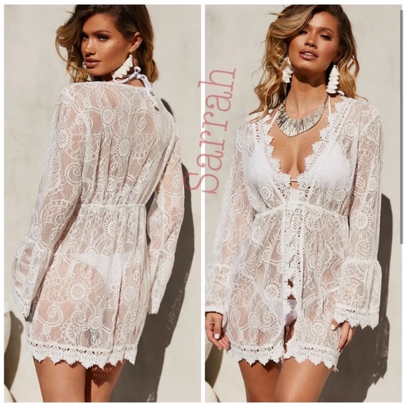 LAST 1 S New Gorgeous Bohemian Lace Sexy Mini Dress Swimsuit Coverup Lingerie - Picture 3 of 9